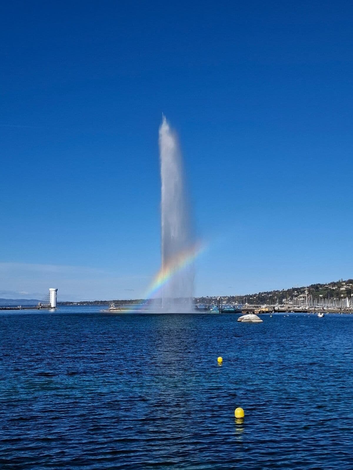 View of Geneva from Lake Geneva with an Eleman solar-electric boat